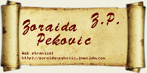 Zoraida Peković vizit kartica